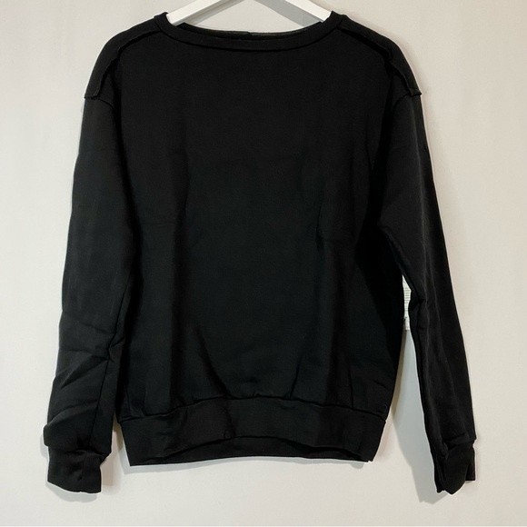 Treasure & Bond Tops - Treasure & Bond Women’s Raw Edge Fleece Sweatshirt Black Size XS NWT